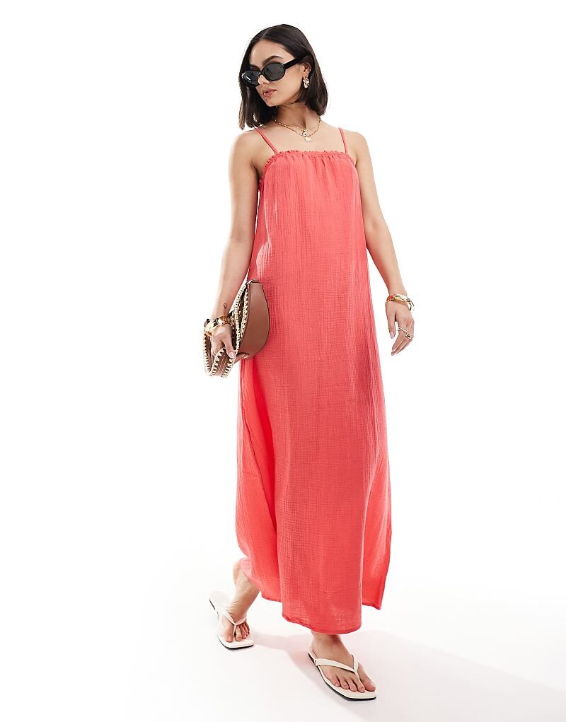 

Платье макси Vero Moda – маково-красного цвета на бретелях