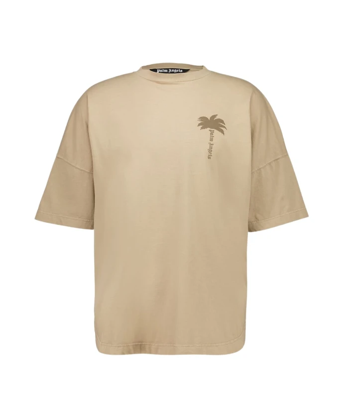 

Бежевая футболка оверсайз с пальмами Palm Angels, бежевый