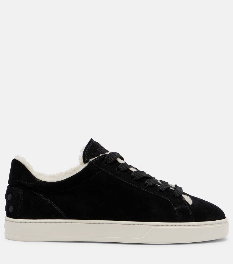 Кроссовки Cassetta из замши с подкладкой из овчины Tod's, Nero+Avorio — фото 4