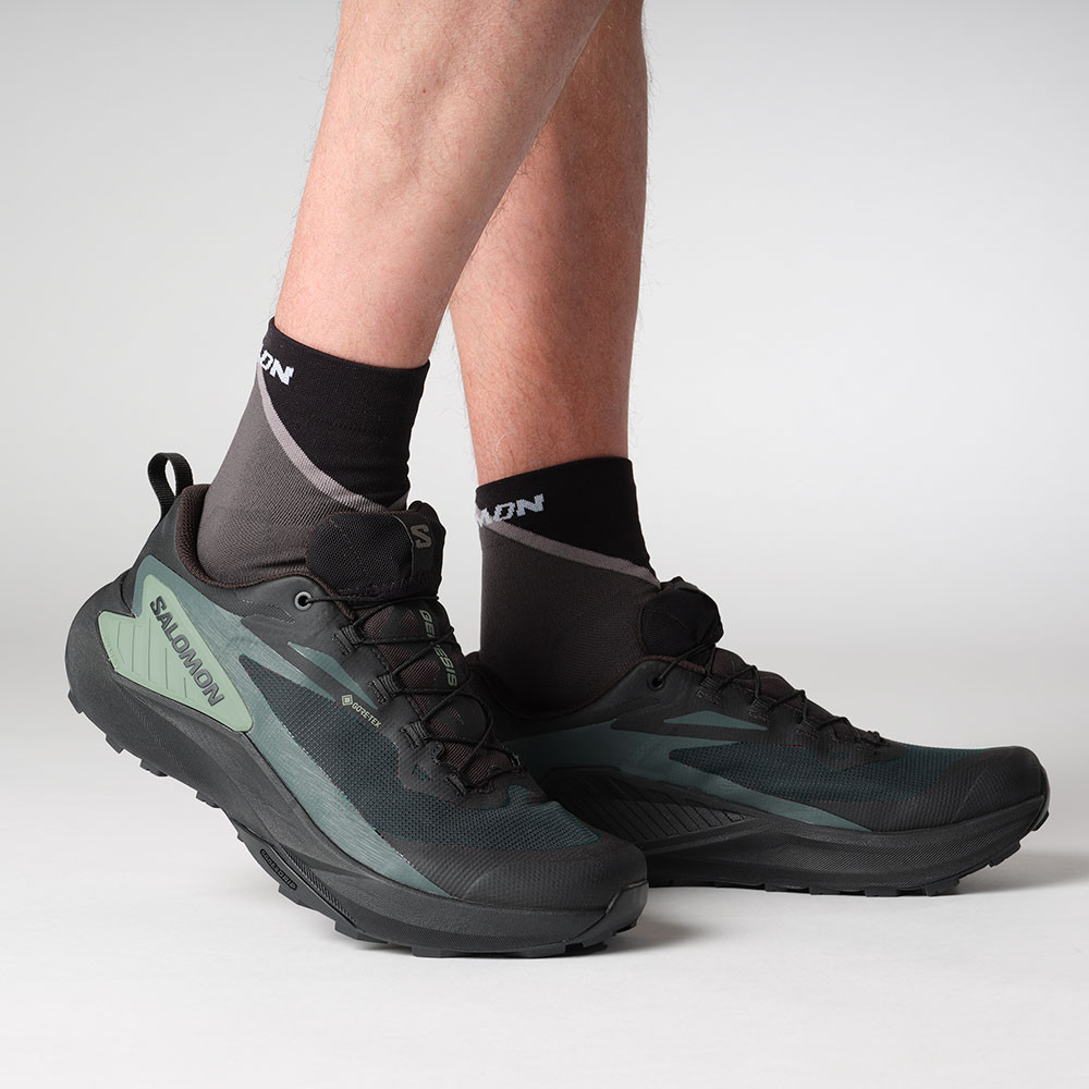 Кроссовки для трейлраннинга Salomon Genesis GORE-TEX (мужские), Black/Agave Green — фото 4