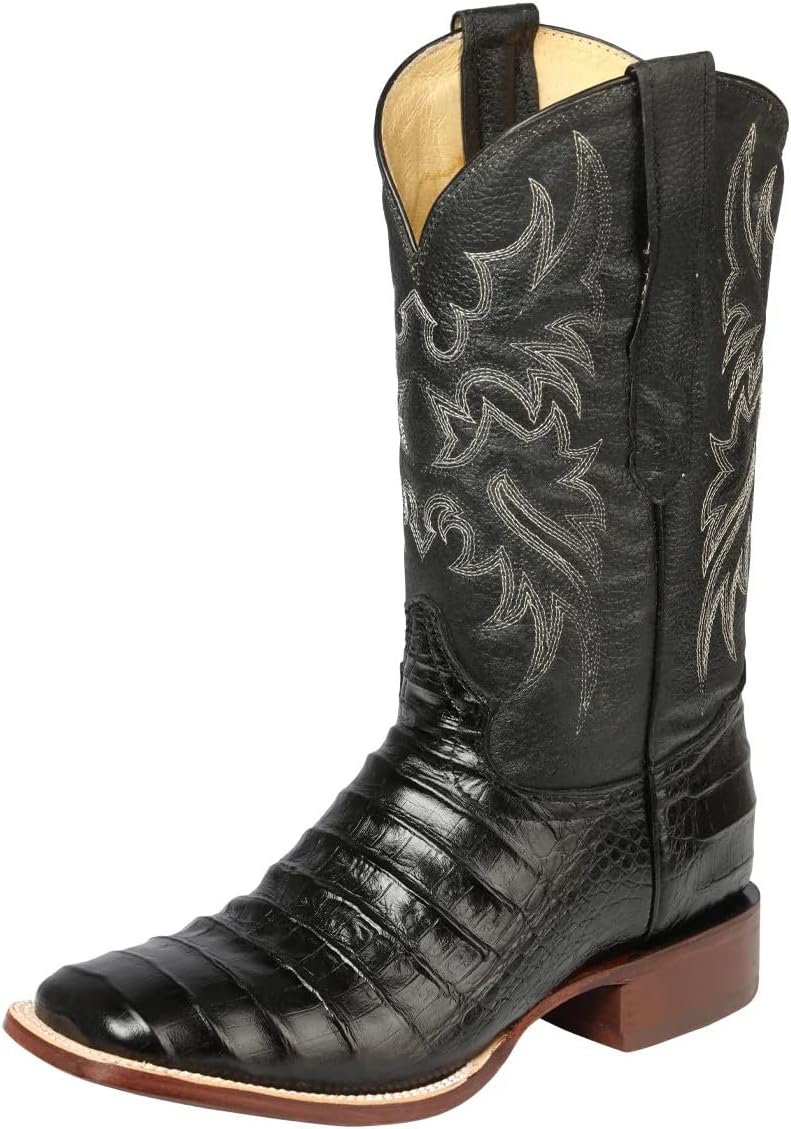 

Мужские сапоги вестерн El General с принтом аллигатора, черные, экзотическая кожа, квадратный носок Generic