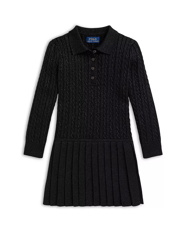 

Детское мини-платье-поло с металлизированным узором - для малышек Ralph Lauren, черный