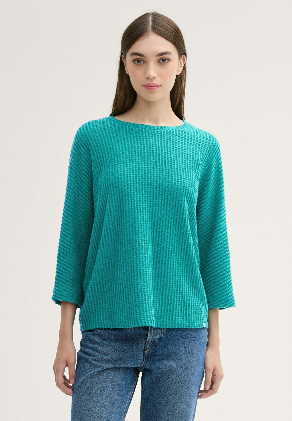 

Джемпер 7/8 ARM MIT WAFFELSTRUKTUR TOM TAILOR DENIM, бирюзовый