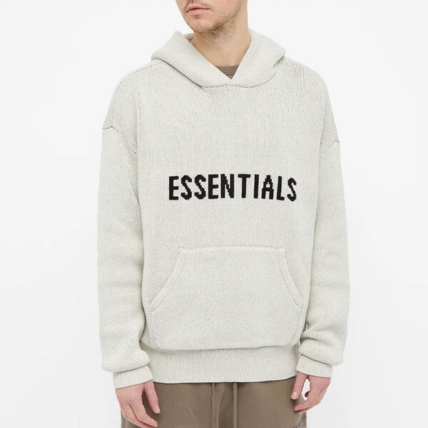 Толстовка fw21 knit logo hoodie 'oatmeal' Fear Of God Essentials, серый — фото 4