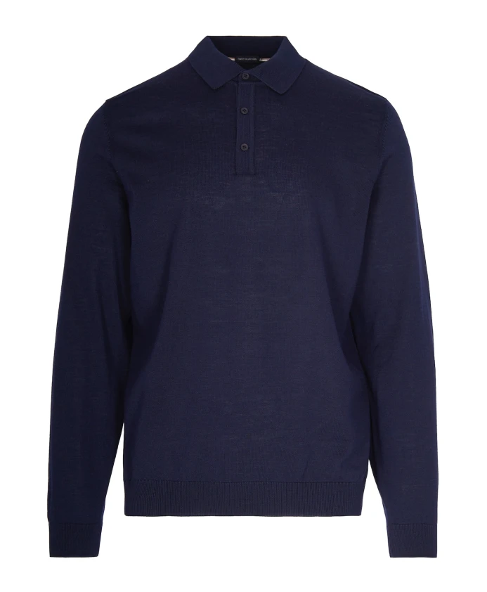 

Вязаная рубашка-поло из натуральной шерсти Boss Black, синий