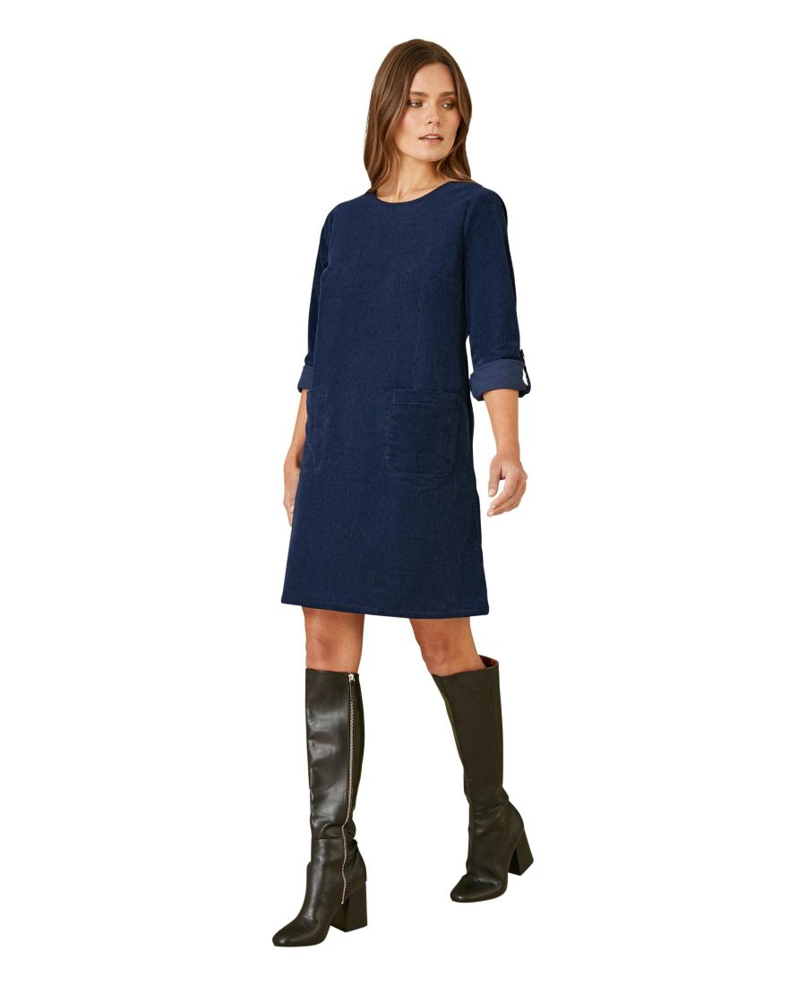 

Женское вельветовое платье-туника с карманами Yumi, Navy