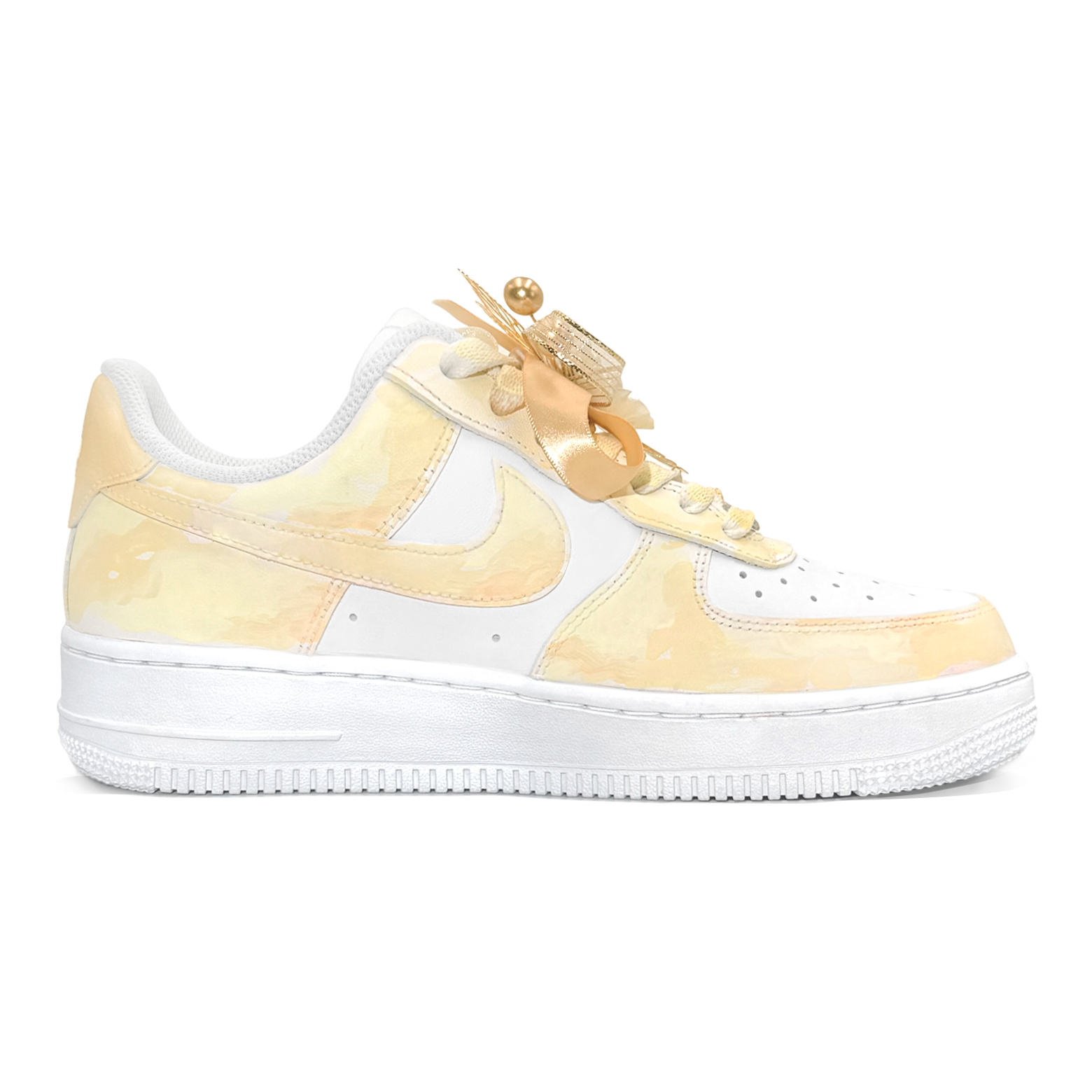 Air Force 1 Gilded Floral, First Culture устойчивые к истиранию нескользящие низкие кроссовки для скейтбординга мужские Nike, белый золотой — фото 3