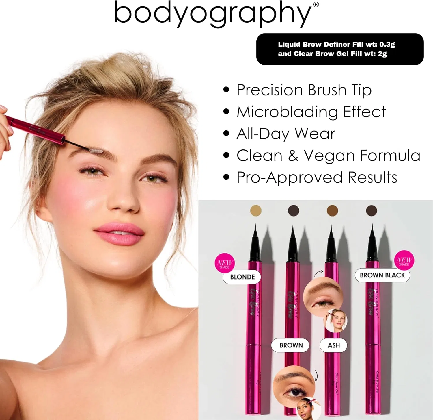 Карандаш для бровей Bodyography Epic Brow 2-в-1, коричневый — фото 4