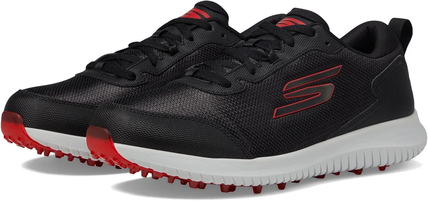 Мужские легкие гольф-кроссовки Skechers Max Fairway 4 Spikeless, Black Synthetic Textile Red Trim