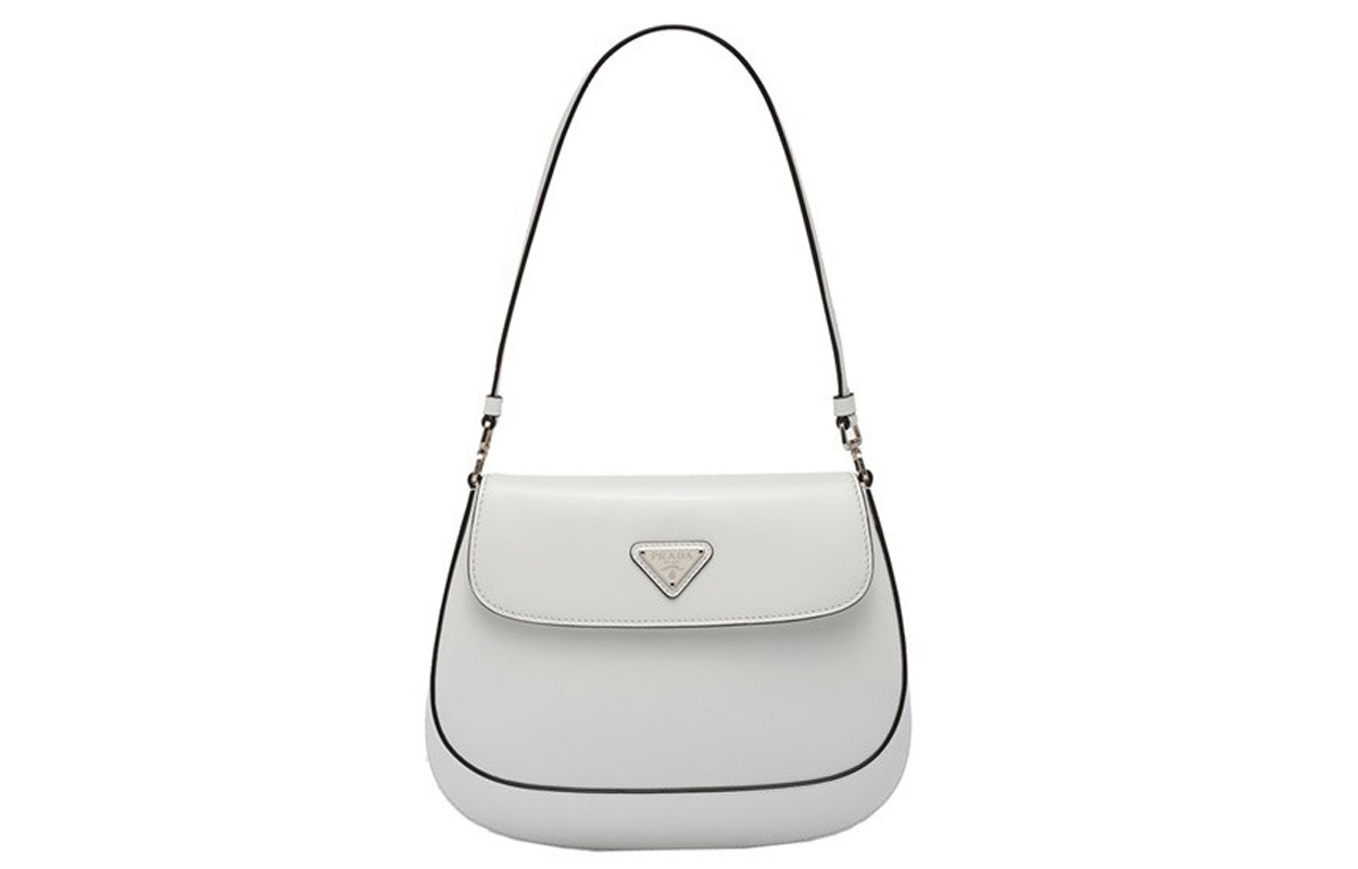 

PRADA Кожаная женская сумка через плечо белого цвета