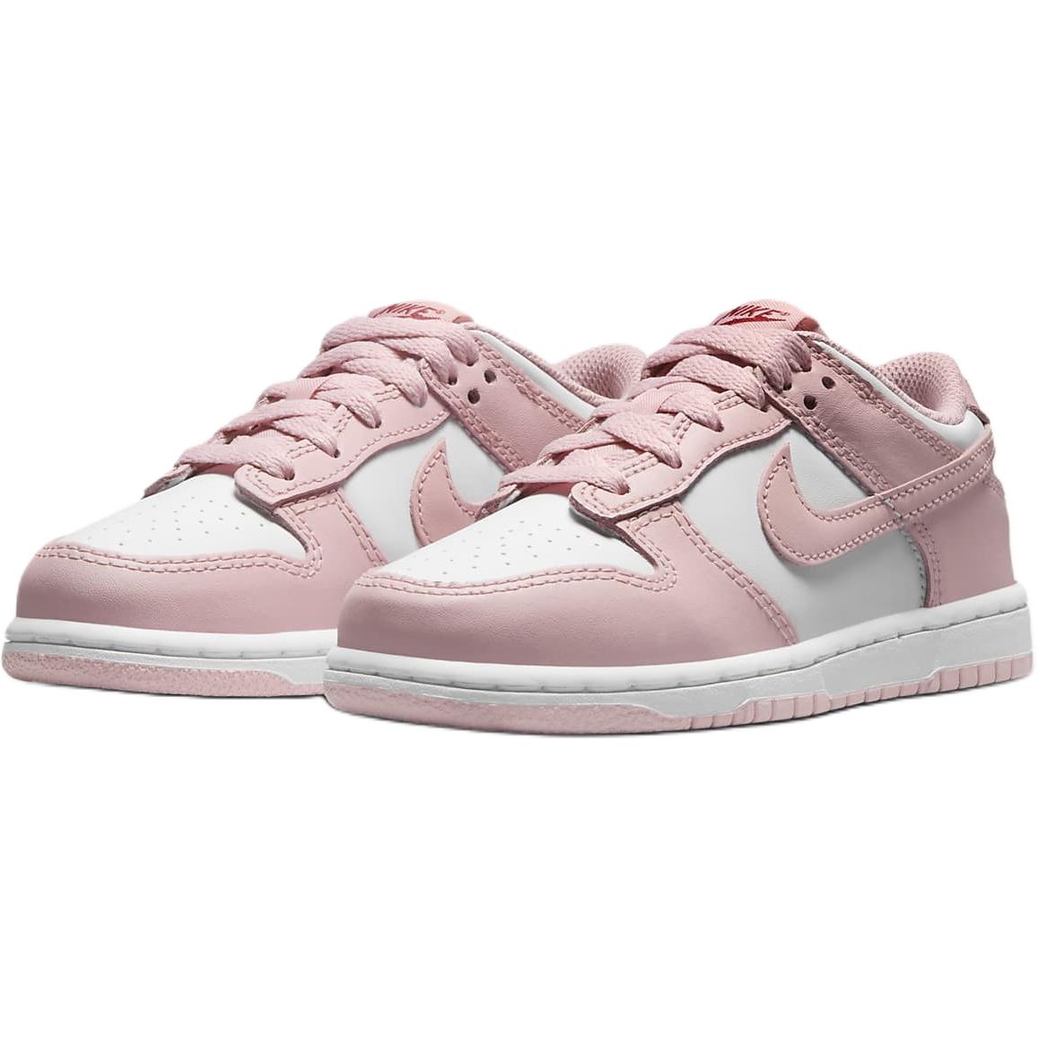Nike Dunk противоскользящие износостойкие низкие детские скейтбординговые кроссовки бело-розовые для детей 3-7 лет, White/Pomegranate Pink — фото 3