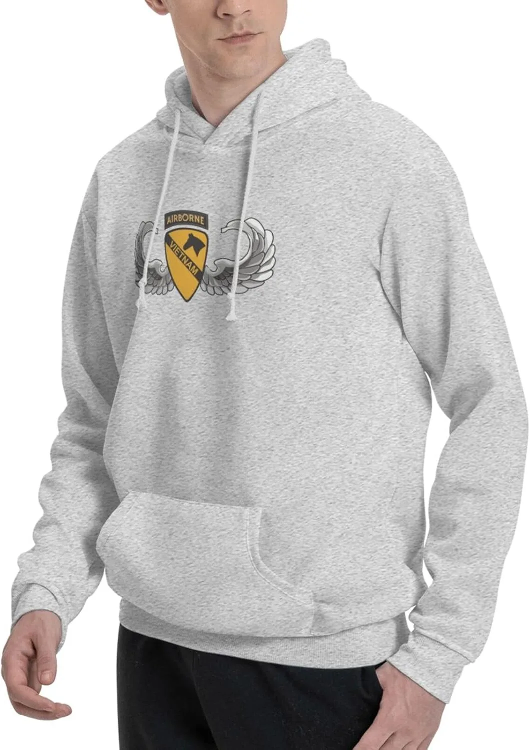 Свитшот мужской 1st Cavalry Airborne Wings Vietnam Veteran с капюшоном и карманом Generic, серый — фото 3