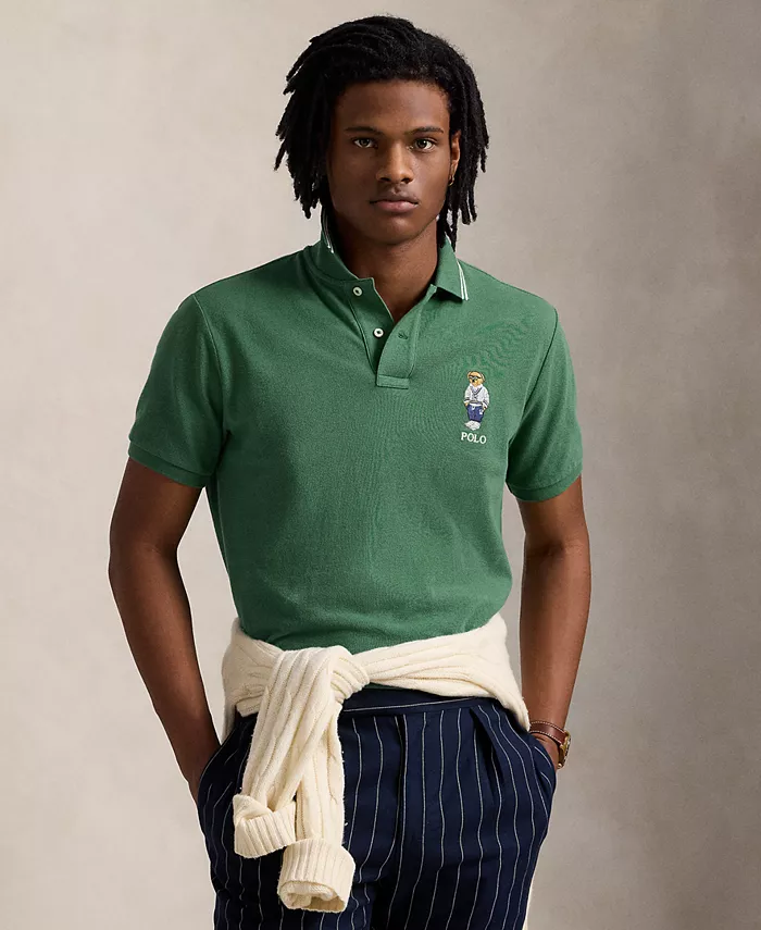 

Мужская поло Custom Slim Polo Bear с сетчатой тканью Polo Ralph Lauren, зеленый
