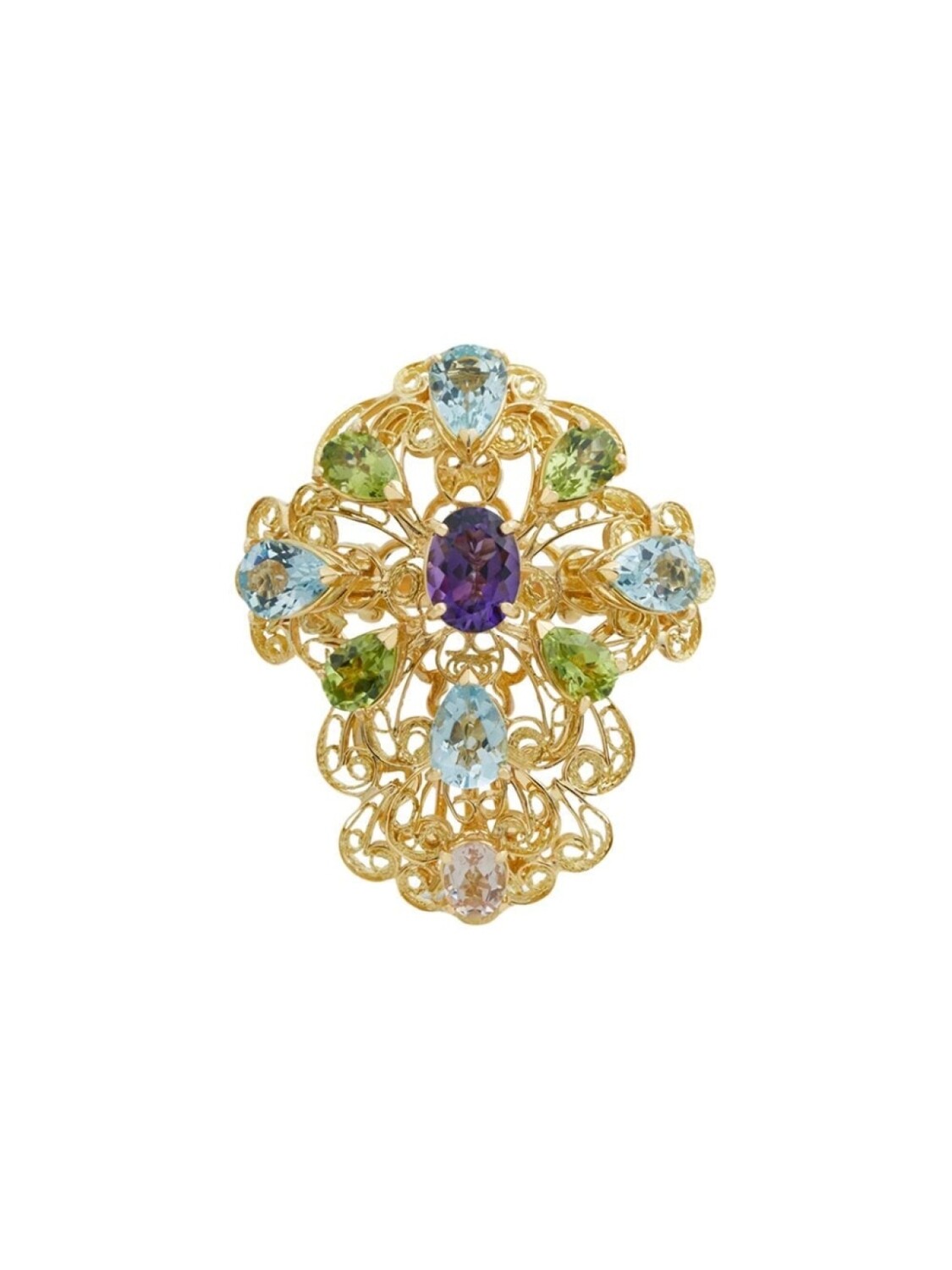 

Кольцо Pizzo из желтого золота с аметистом, аквамарином, перидотом и морганитом Dolce & Gabbana, золотой