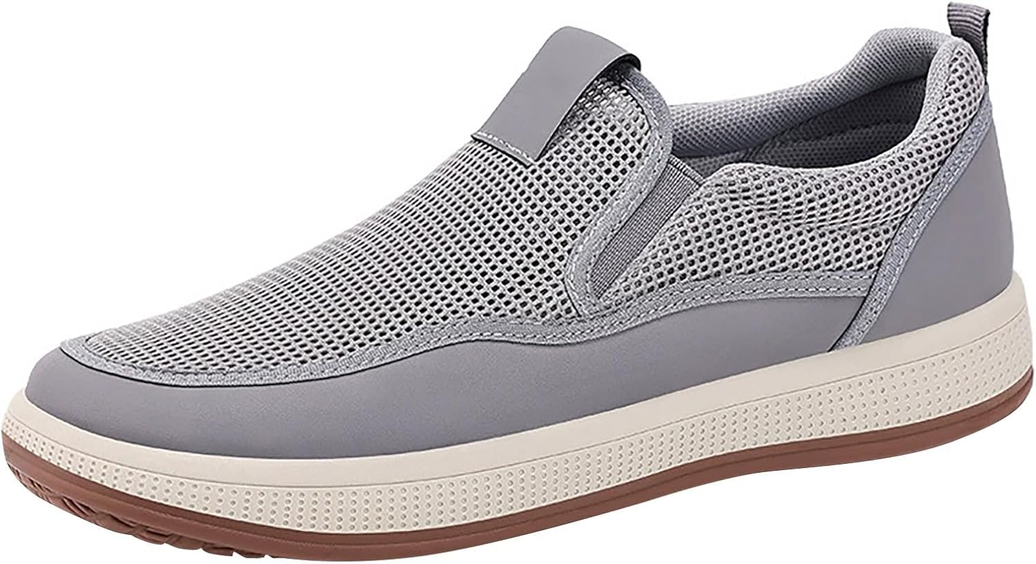 

Мужские слипоны кроссовки дышащие трикотажные повседневные ходовые легкие комфортные модные лоферы широкие с резиновой подошвой для бега Generic, серый