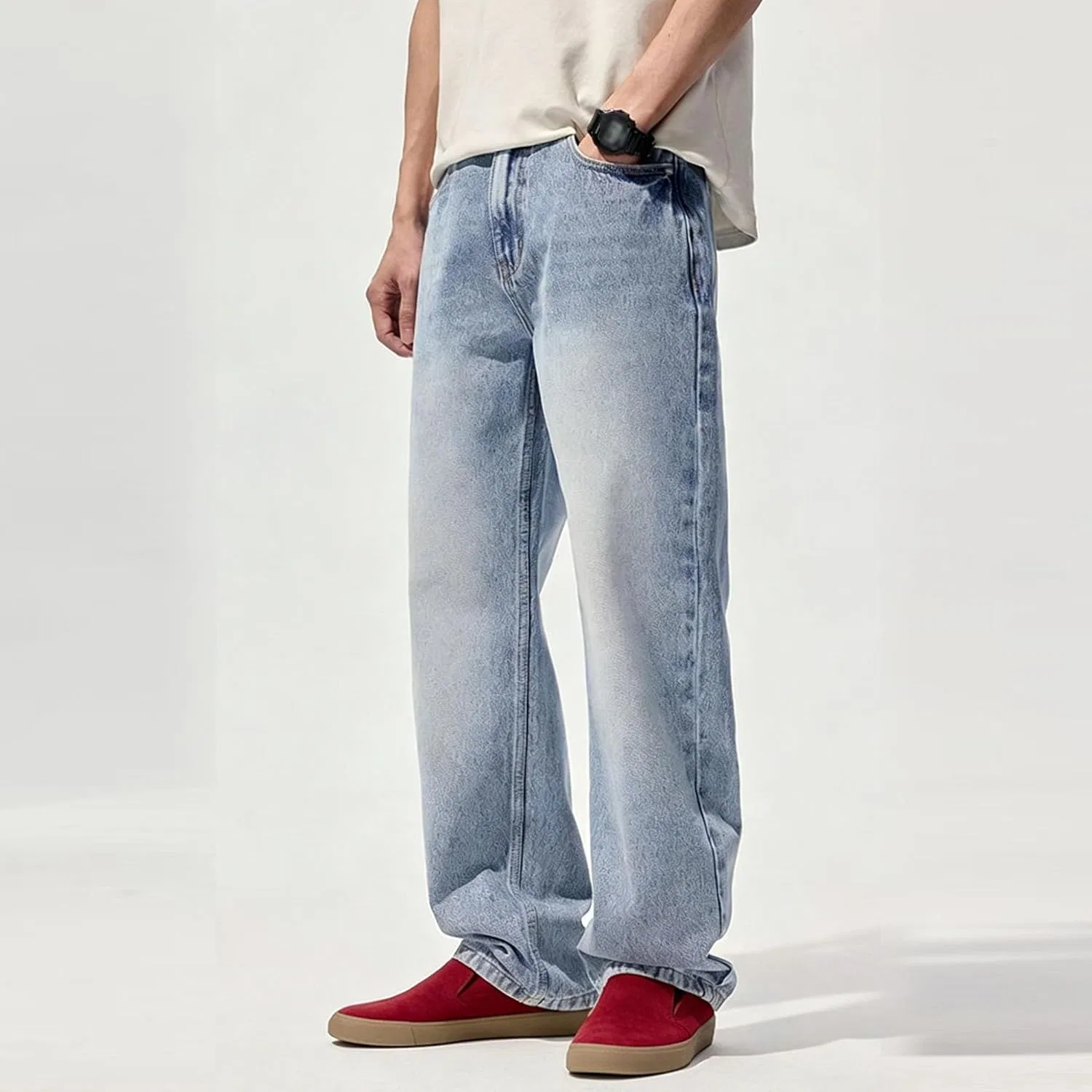 Джинсы Casual Distressed, светло-синий — фото 3