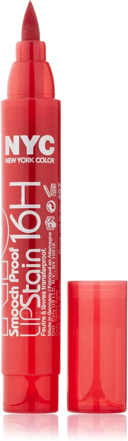 Блеск для губ N.Y.C. Smooch Proof 16H Lip Stain 0.1 fl oz Rock on Ruby Nyc