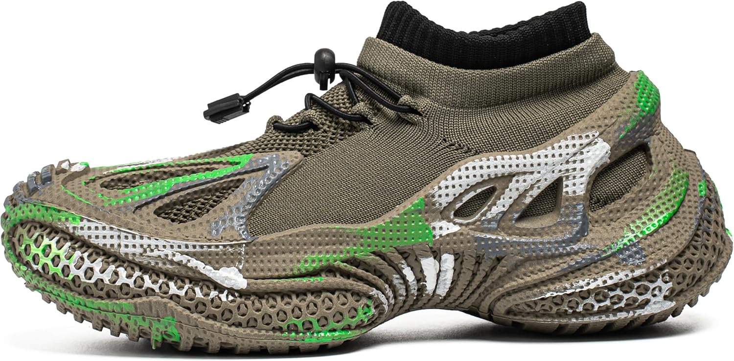 

Мужские стильные вязаные носки-кроссовки, спортивные беговые туфли с подошвой в виде сот, в нескольких цветовых вариантах Generic, зеленый