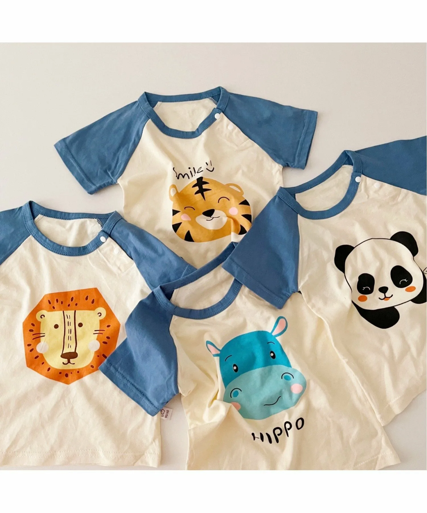 Милая футболка с коротким рукавом и принтом животного. Aimoha Kids, blue — фото 3