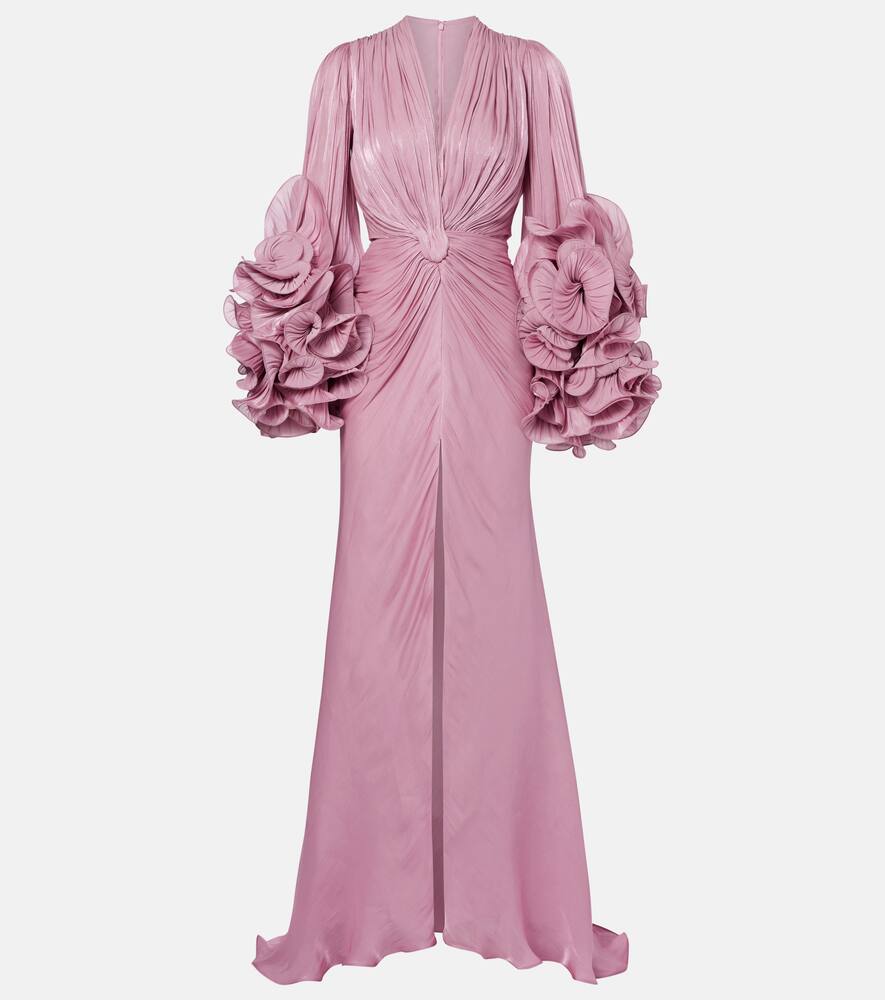 

Сборчатое платье с рюшами Costarellos, Pink 671