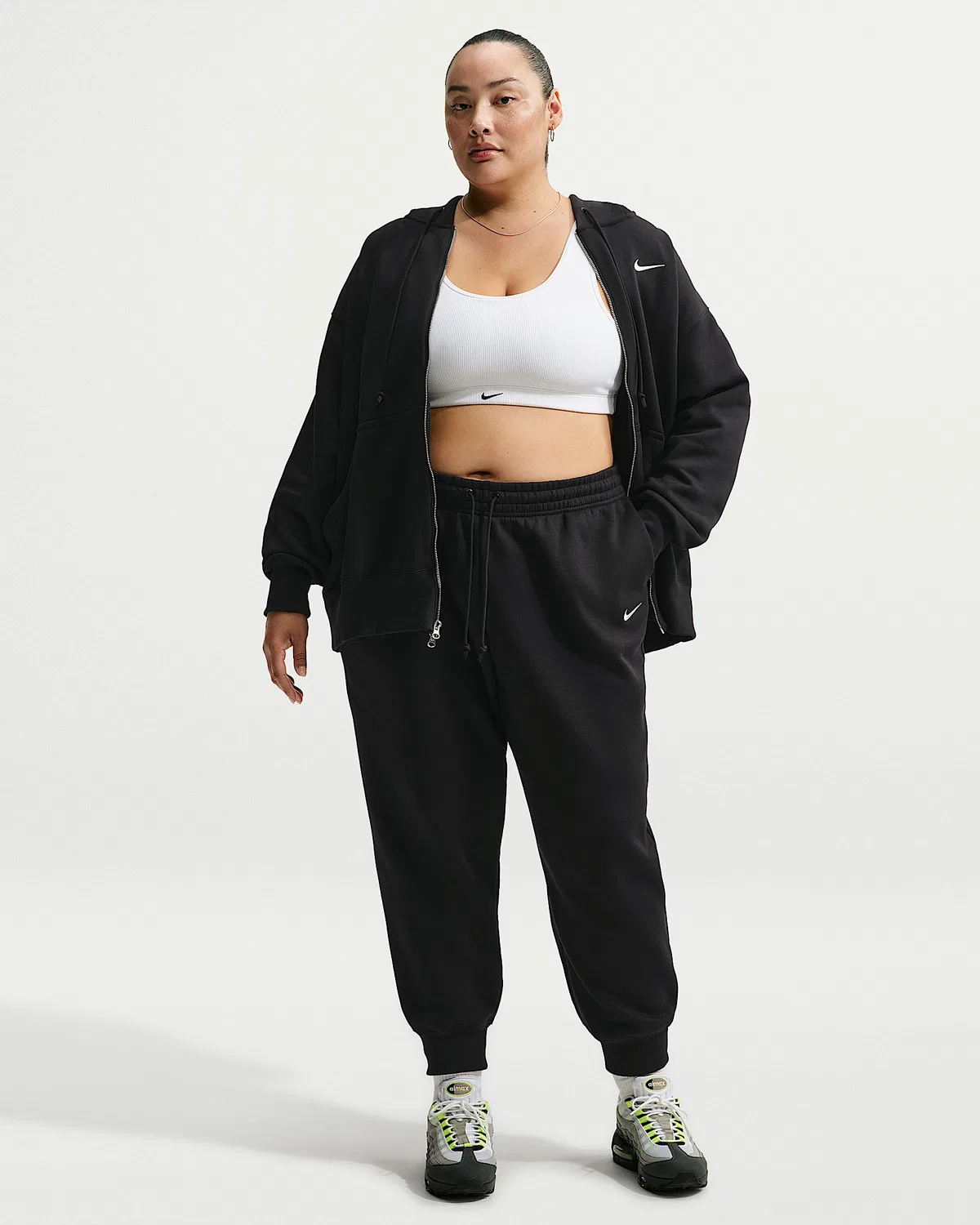 Женские брюки со средней посадкой Nike Sportswear Phoenix Fleece, Black/Sail