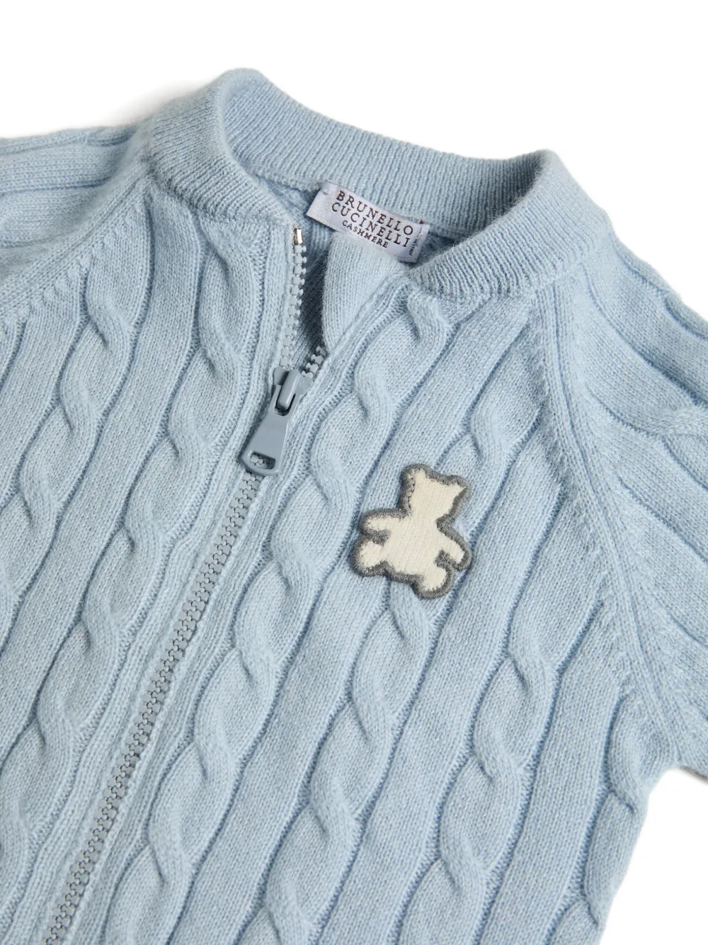 Кардиган Bernie Baby фактурной вязки Brunello Cucinelli Kids, синий — фото 3