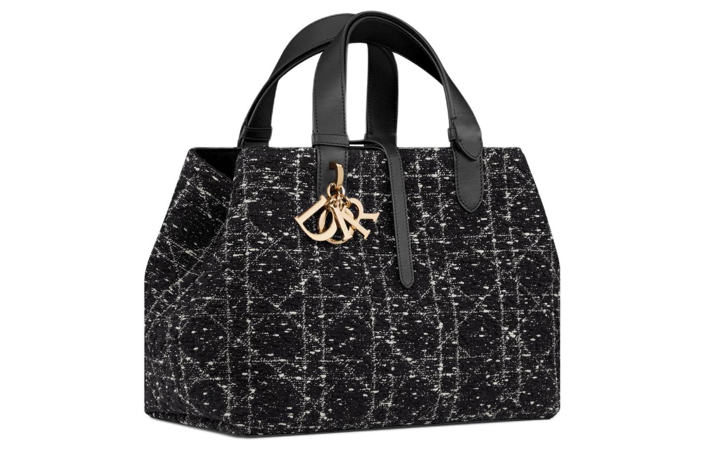 DIOR Сумка Toujours Tweed с вышивкой, женская средняя наплечная, черная — фото 4