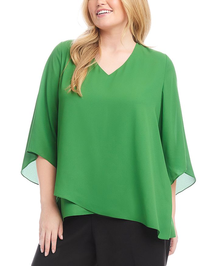 

Асимметричный топ с рукавами-браслетами Plus Size Karen Kane, зеленый