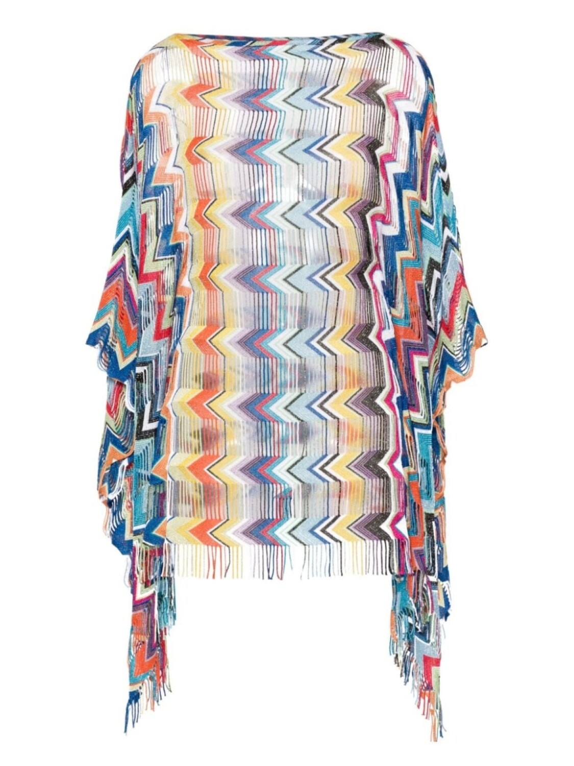 

Кафтан Missoni с зигзагообразным узором и бахромой, синий