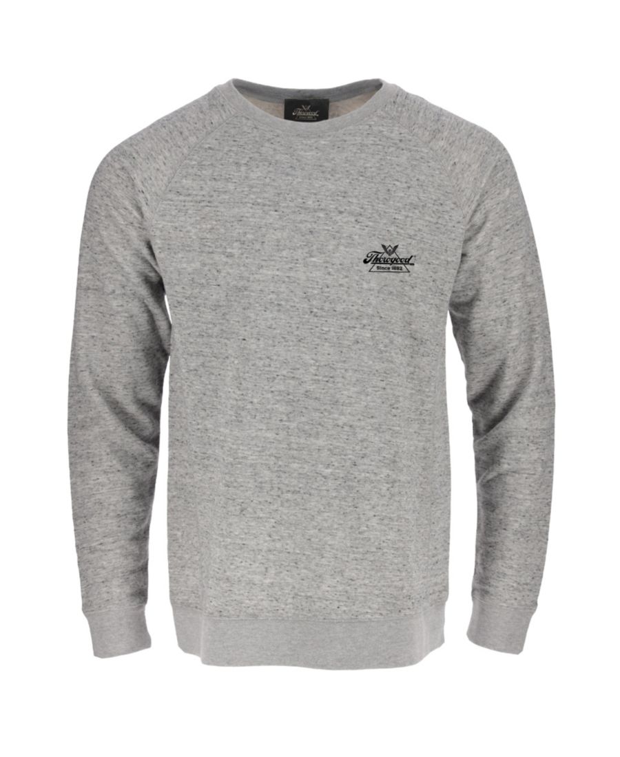 

Мужская рубашка-пуловер с длинными рукавами и круглым вырезом, выполненная в технике космический дай Thorogood, Grey space dye