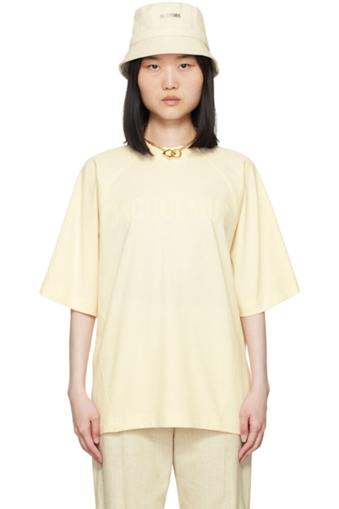 

Бежевая футболка Les Classiques 'Le t-shirt Typo' JACQUEMUS