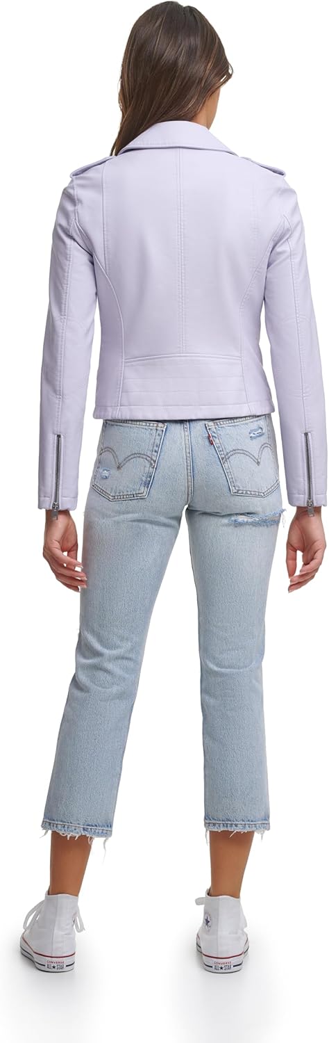 Женская куртка-косуха Levi's классическая кожаная, сиреневый — фото 4