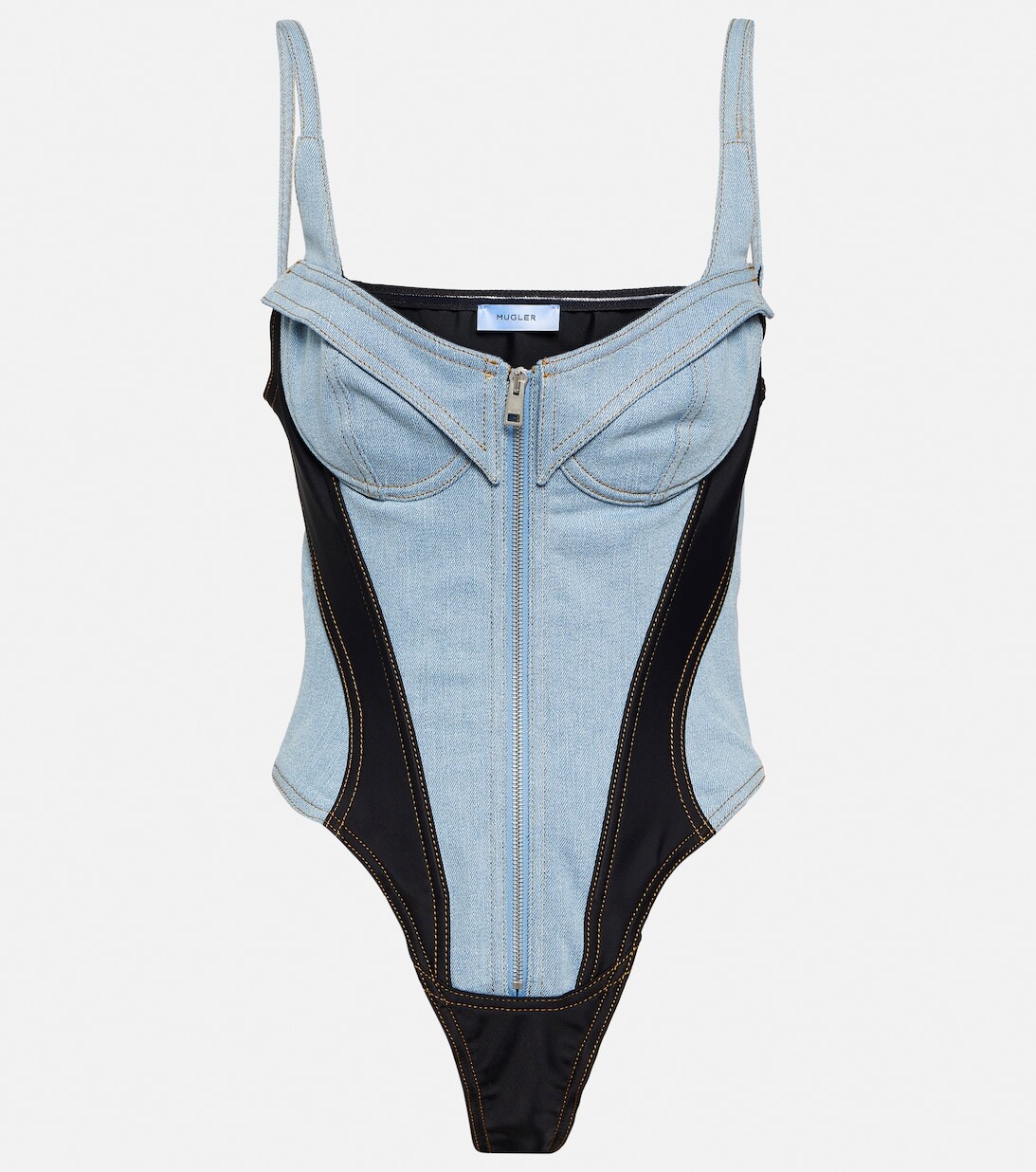 

Джинсовое боди со вставками MUGLER, синий