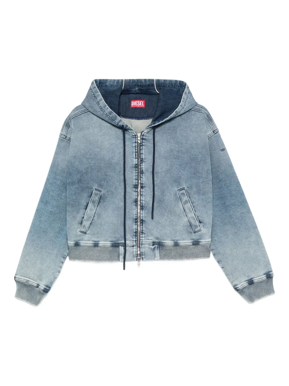 

Джинсовая куртка с капюшоном на молнии DIESEL, синий