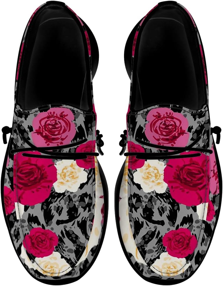 

Лоферы для женщин и мужчин с леопардовым принтом, обувь без шнурков с цветочным узором для прогулок, подарки для мужчин и женщин Quorax, черный