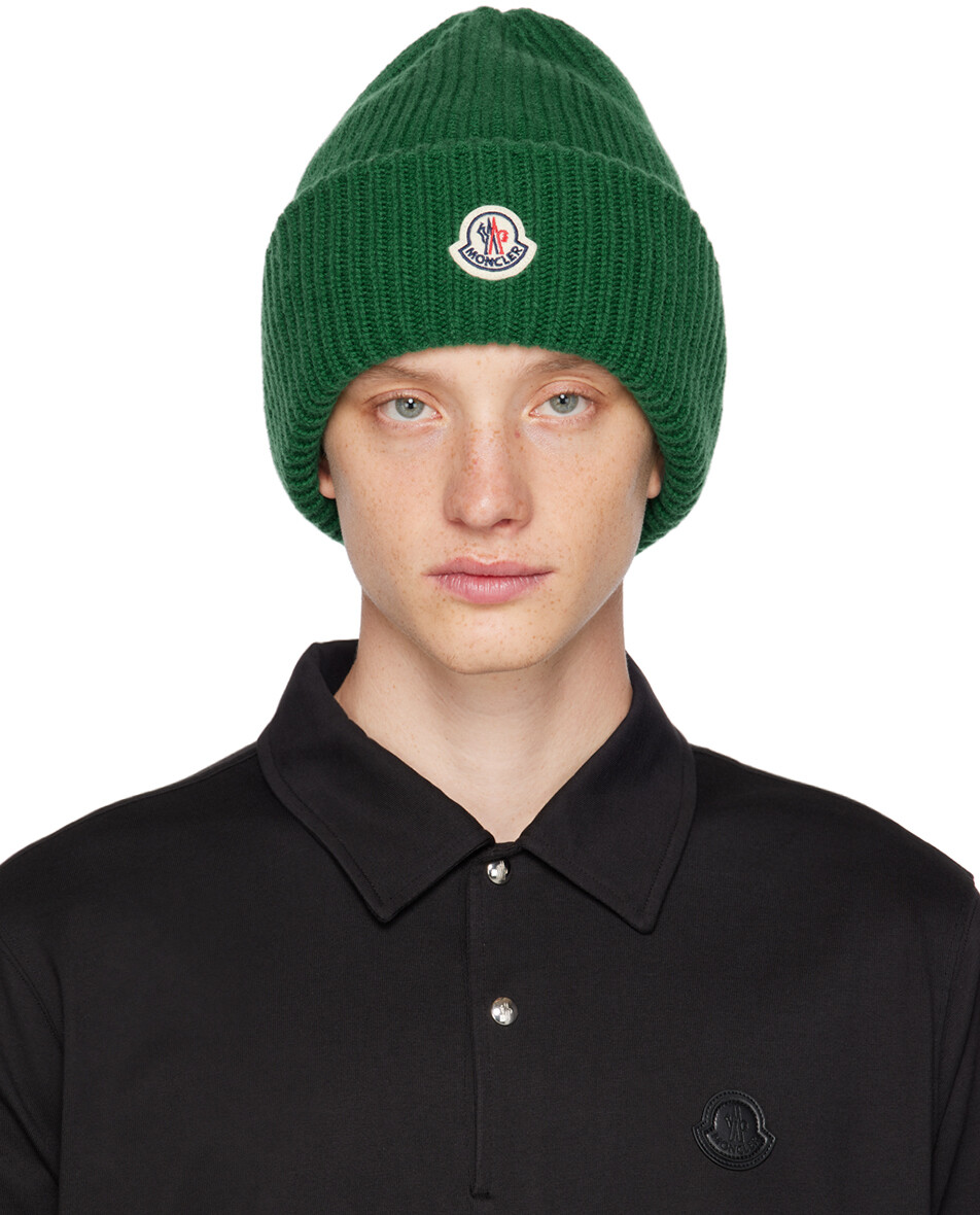 

Зеленая шапка-бини с закругленными полями, сосна Moncler