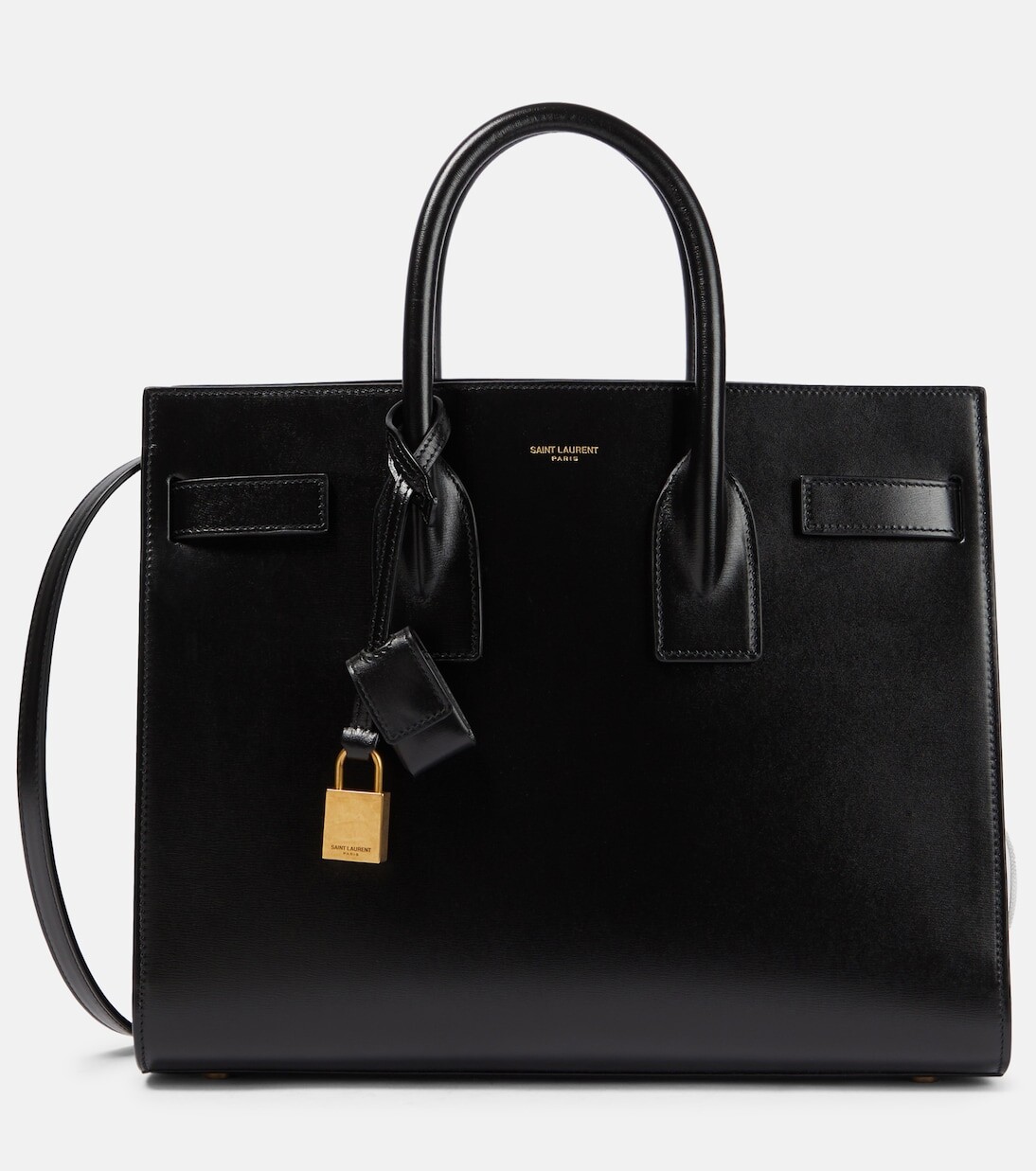 

Маленькая кожаная сумка-тоут sac de jour Saint Laurent, черный