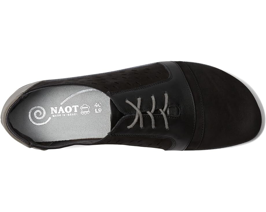 Туфли на плоской подошве Naot Lalo, цвет Black Velvet Nubuck/Jet Black Leather Combo — фото 2