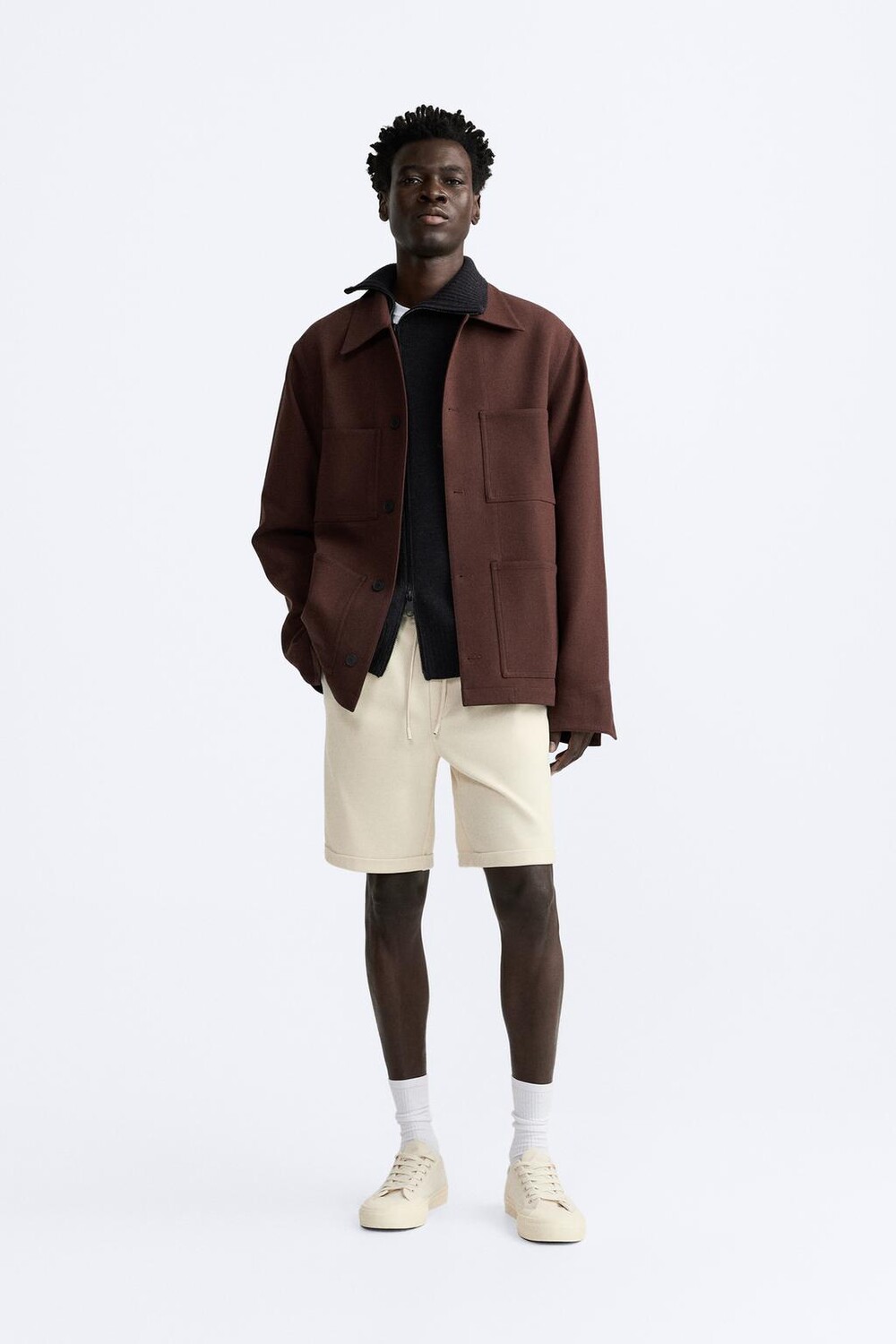 

Комфортные шорты-бермуды ZARA, экрю