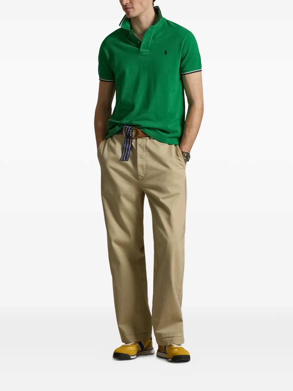 Поло с контрастной отделкой Polo Ralph Lauren, зеленый — фото 2