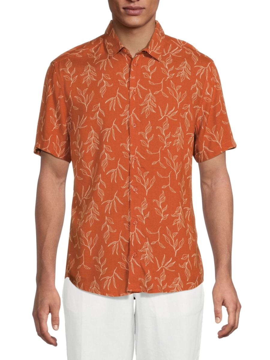 

Рубашка из вискозы с принтом листьев Ace Blend, цвет Rustic Orange