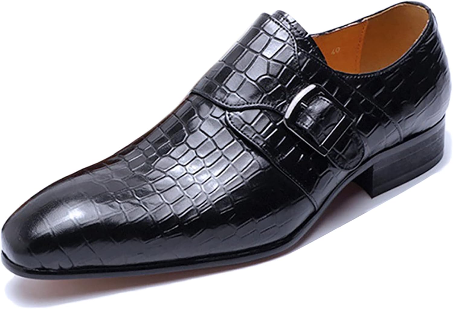 

Мужские оксфорды из натуральной кожи, низкие, противоскользящие, свадебные и офисные туфли с пряжкой, без шнурков, черные, размер 45 Generic