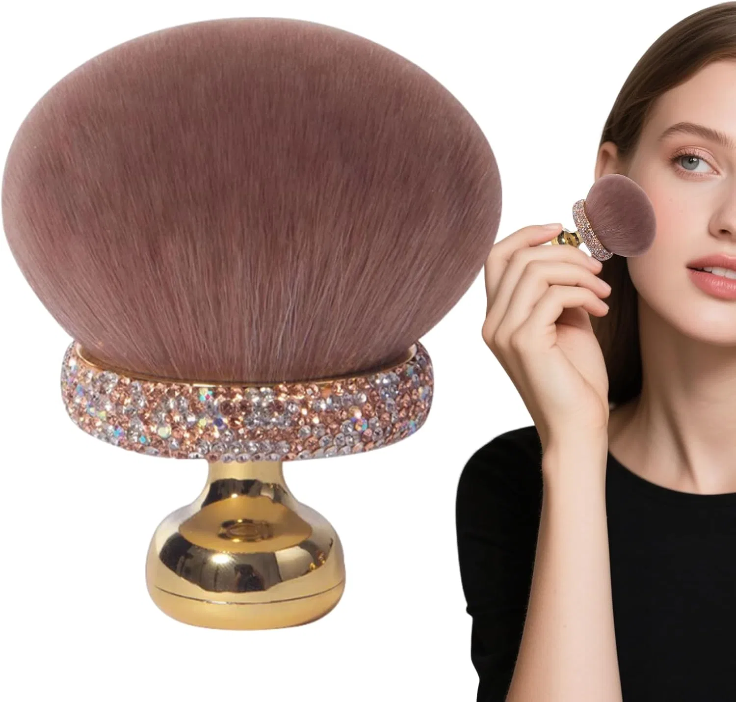 Кисть для макияжа Mushroom, синтетический ворс, золотой