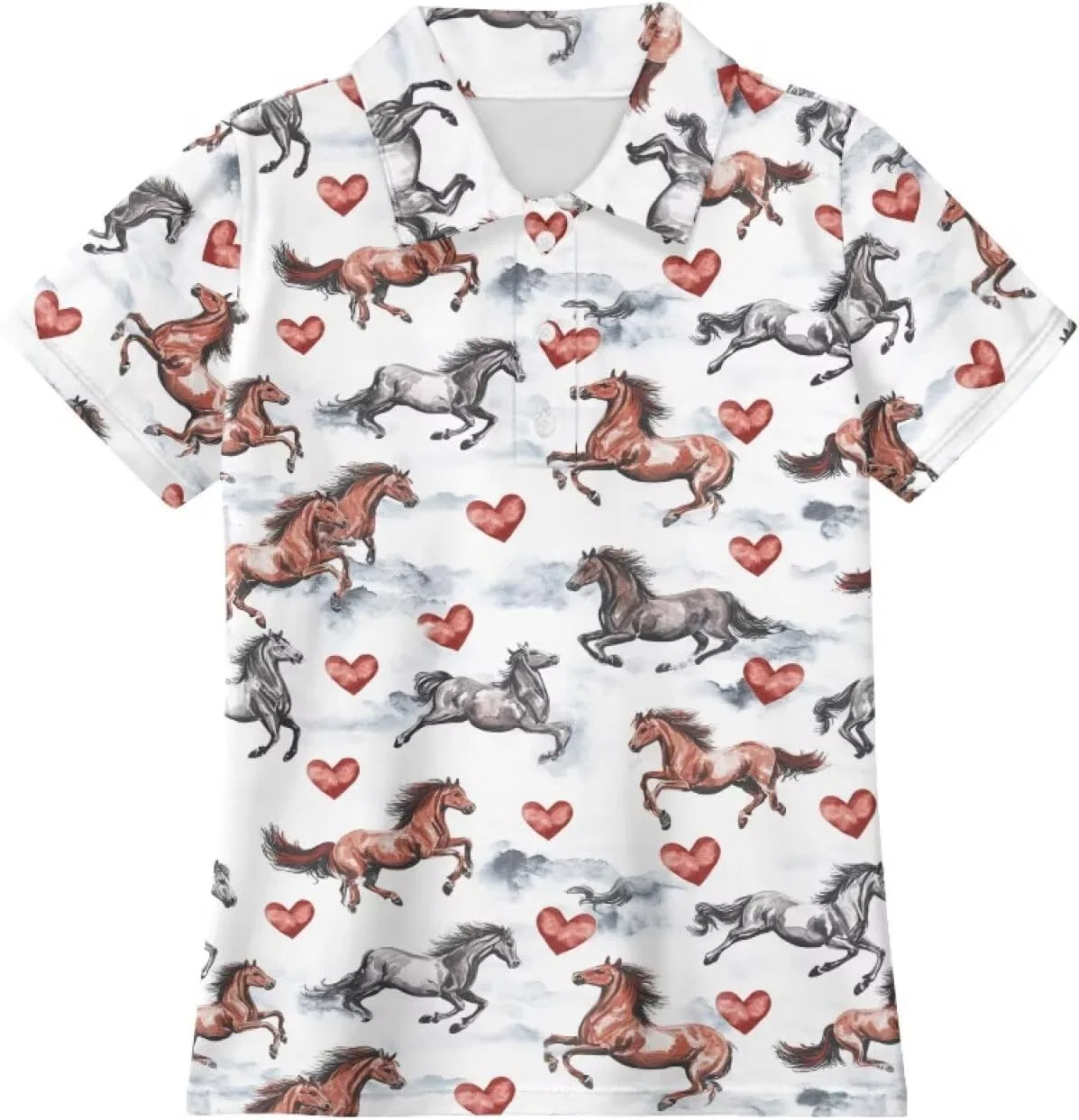 Детская polo рубашка с коротким рукавом, влагоотводящая, Cndexd, Horse Heart — фото 4