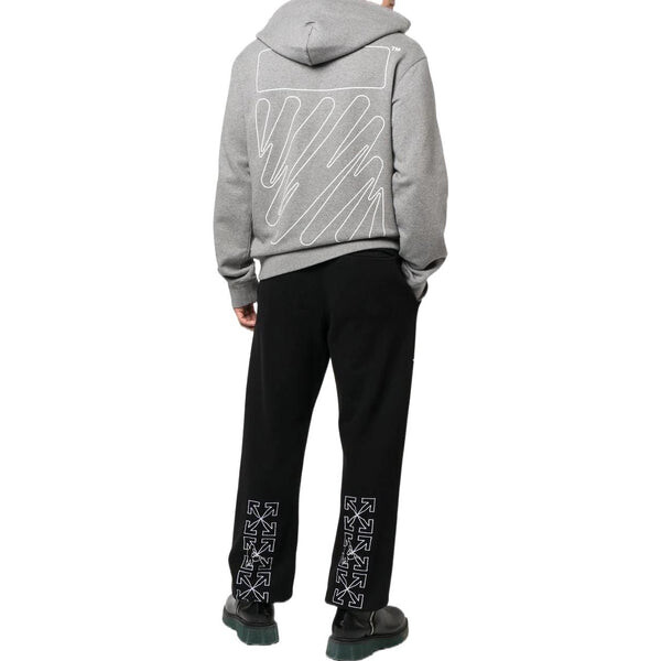 Толстовка wave outline diagonal slim hoodie 'grey marl' Off-White, серый — фото 4
