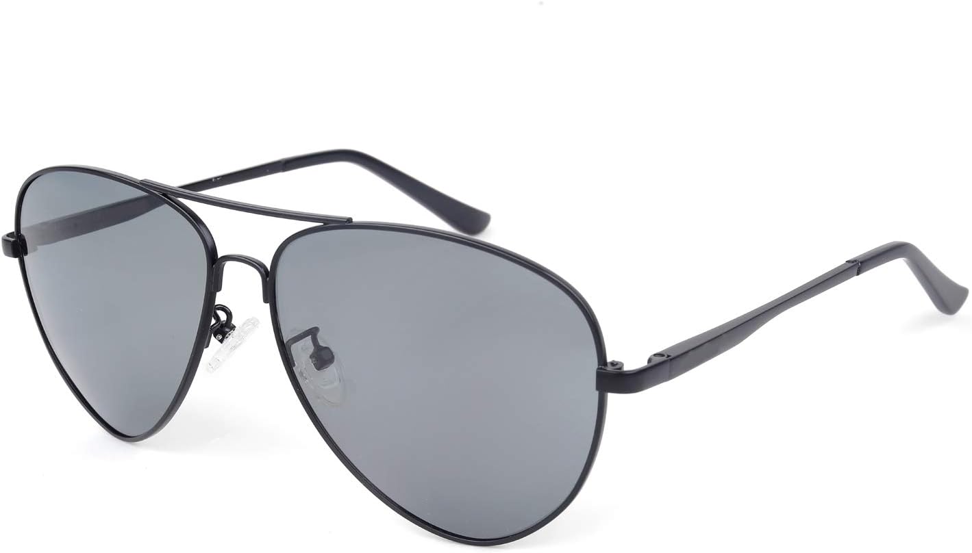 

Солнцезащитные очки JUST GO в винтажном стиле «авиатор» с металлической оправой, в комплекте с футляром, поляризованные линзы, 100% защита от УФ-излучения, Matte Black Frame Gray Lenses