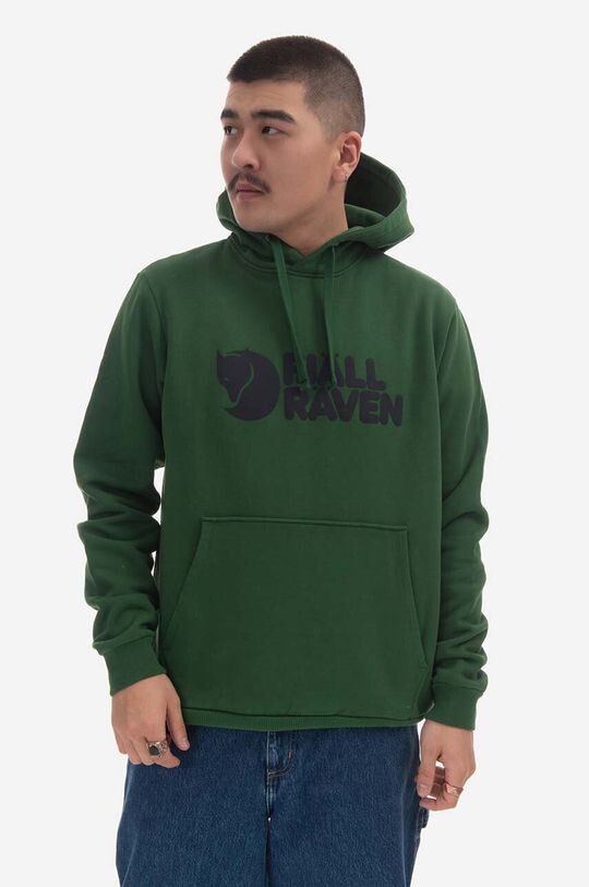 

Хлопковая толстовка с капюшоном и логотипом Fjallraven, зеленый