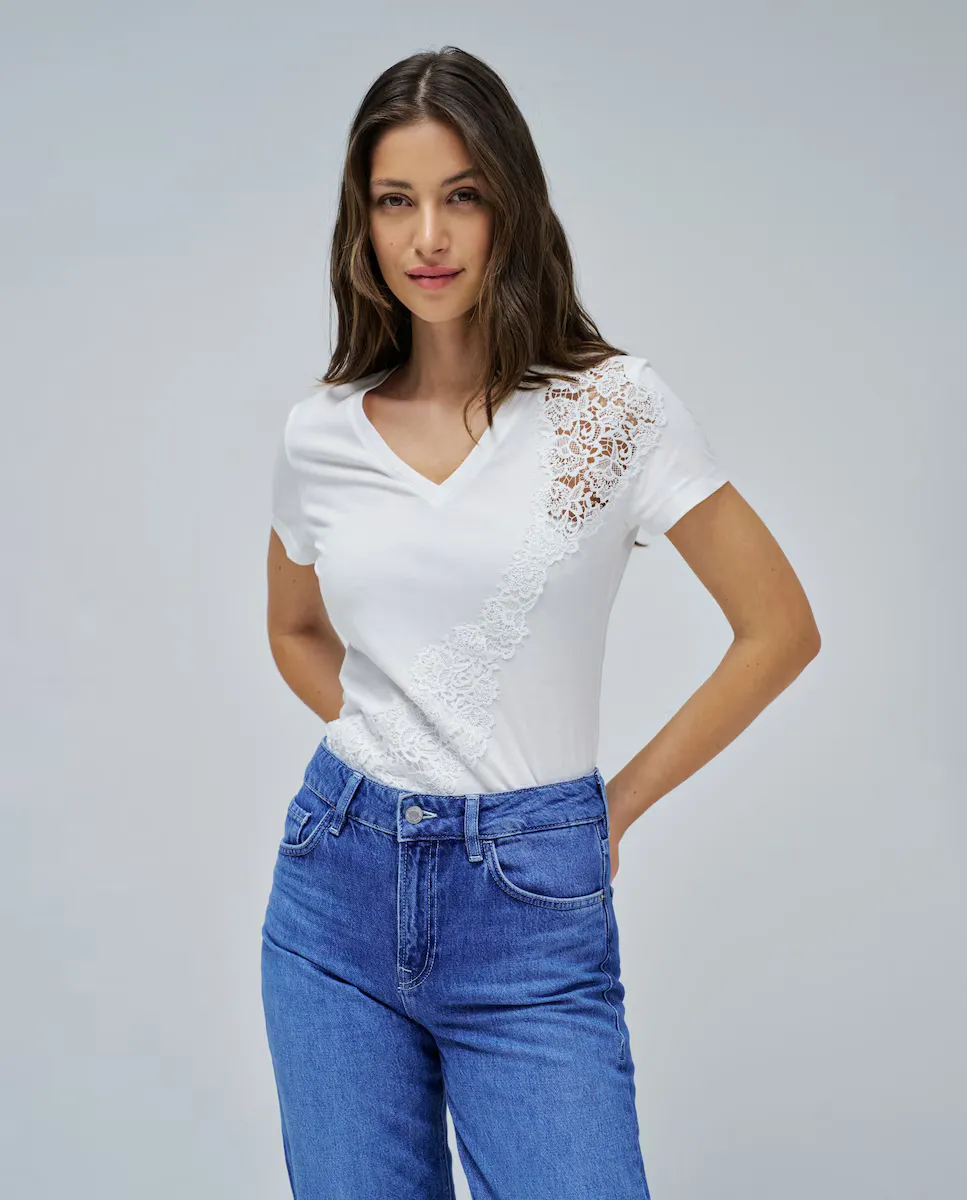 

Женская футболка с кружевом Salsa Jeans, естественный