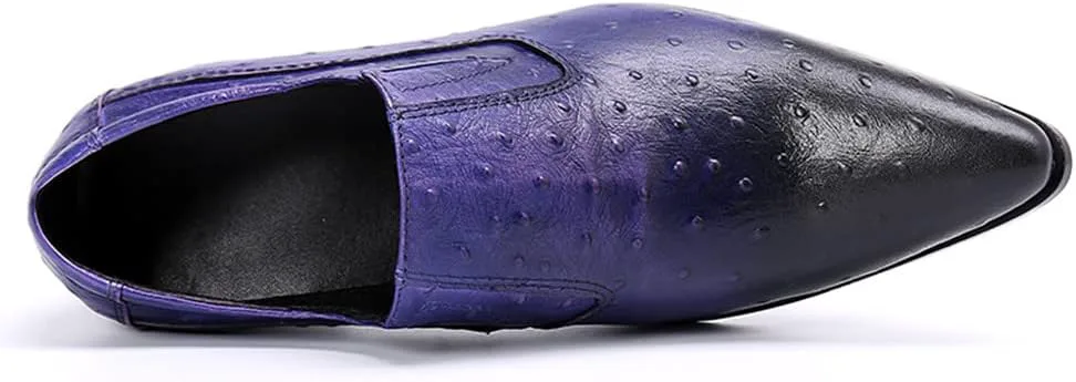 Мокасины Santimon Mens Slip On Loafers - туфли для повседневной и официальной носки из натуральной кожи, удобные, подходящие для вечеринок, путешествий и свадеб, синий — фото 3