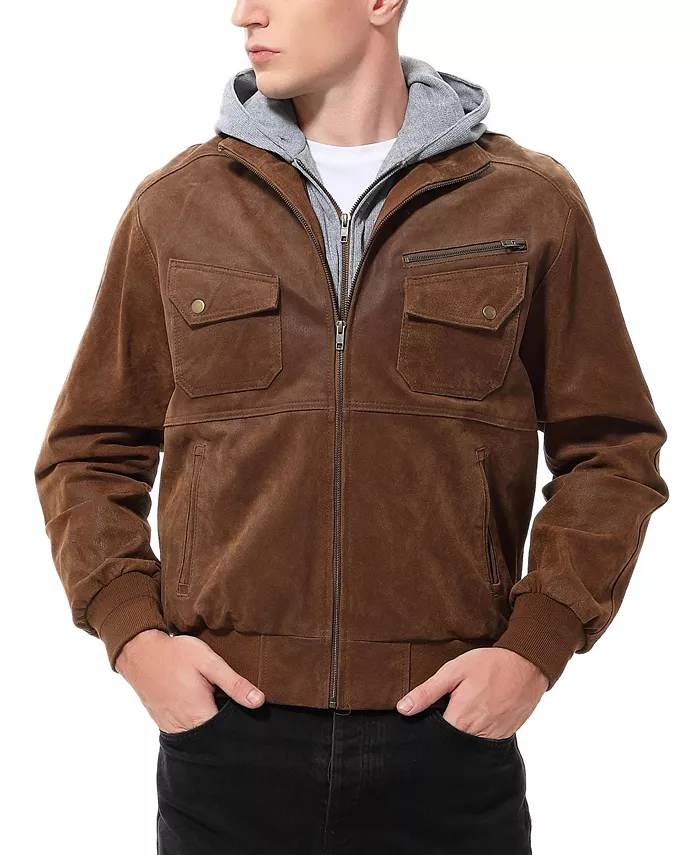 

мужская кожаная куртка-бомбер Civic в винтажном стиле Bgsd, коричневый